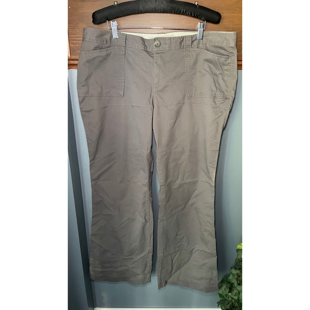 Old Navy Womens Bootcut Chino Pants Taupe Gray Stretch Utility Pant